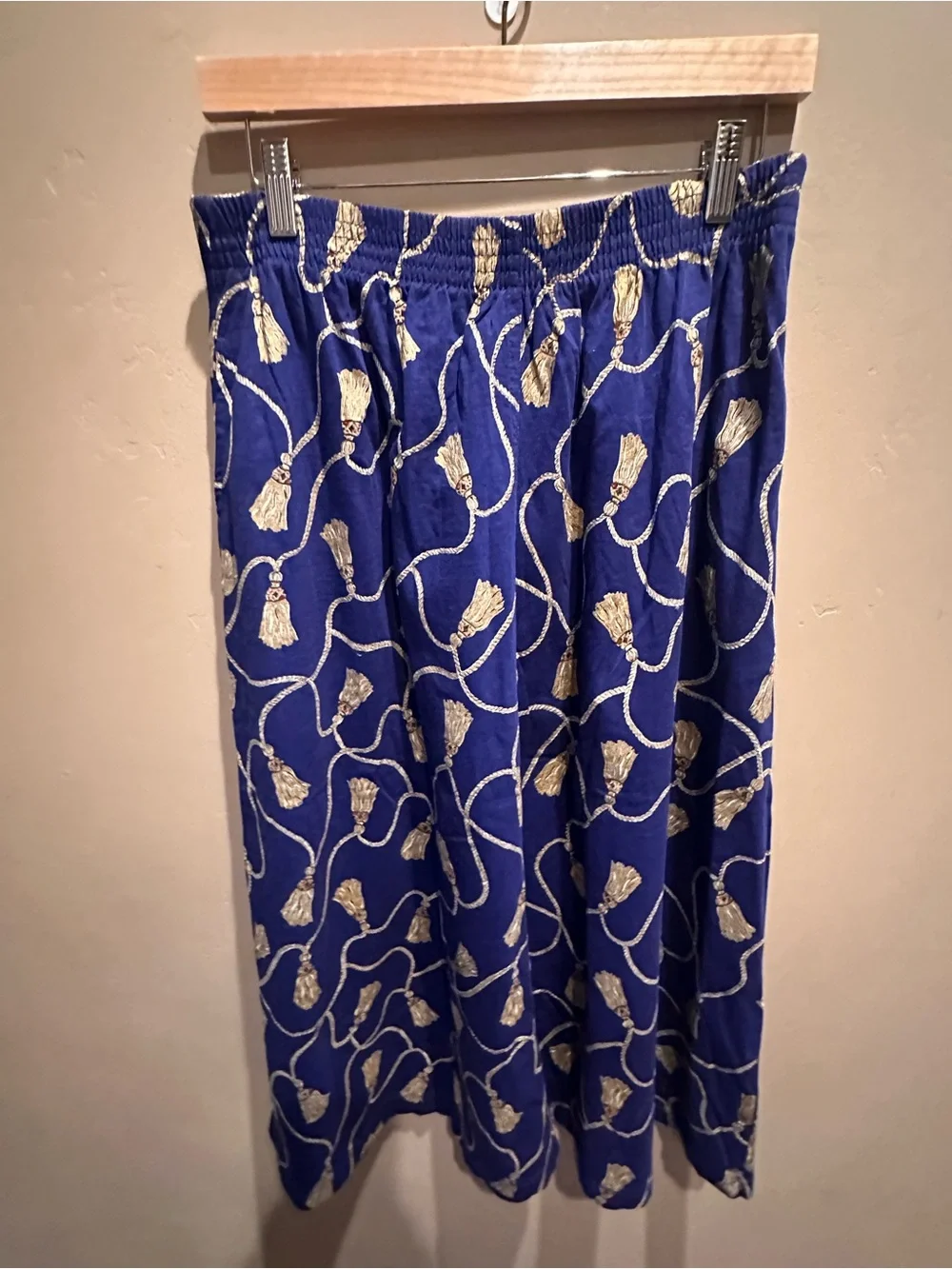 Vtg Carole Little Sport Petites Blue Tassel Rope Crown Shirt Skirt 2-Pc Set M/S